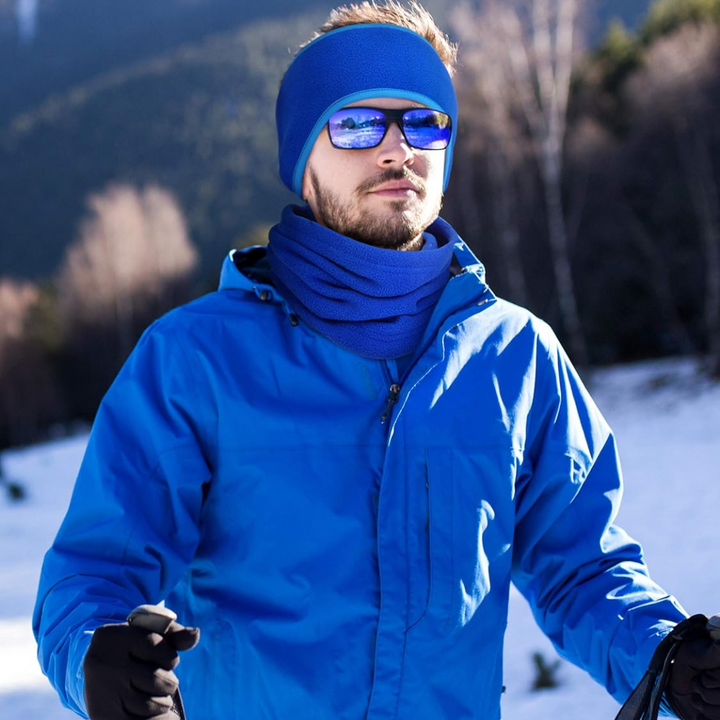 Close-up of soft black fleece headband, part of the 6-in-1 ArcticPack winter set