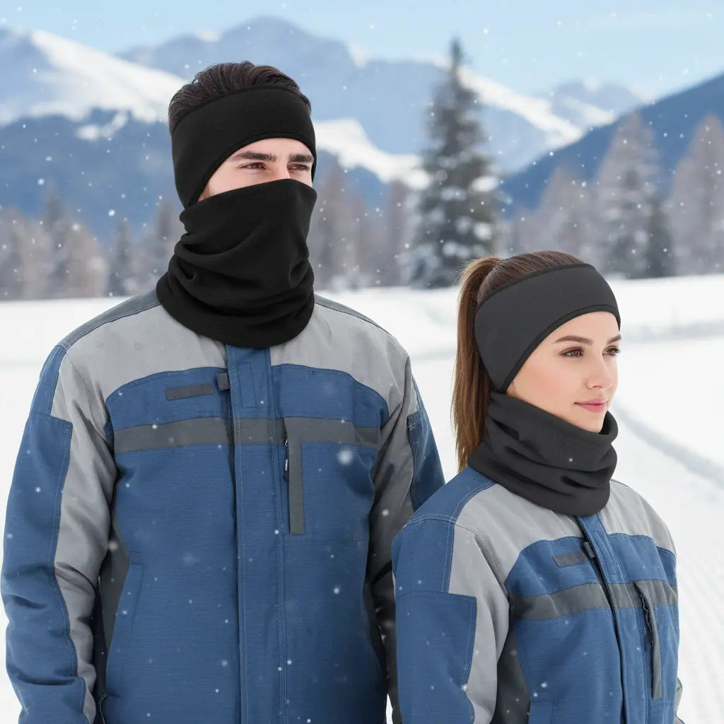 Unisex 6-piece ArcticHalt fleece winter set with headband & neck warmer for cold weather activities