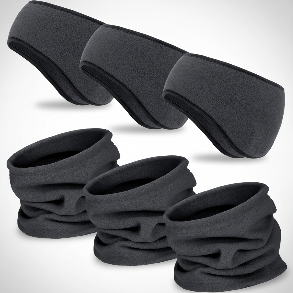 Unisex fleece headband showing soft texture and elastic fit for warm winter wear