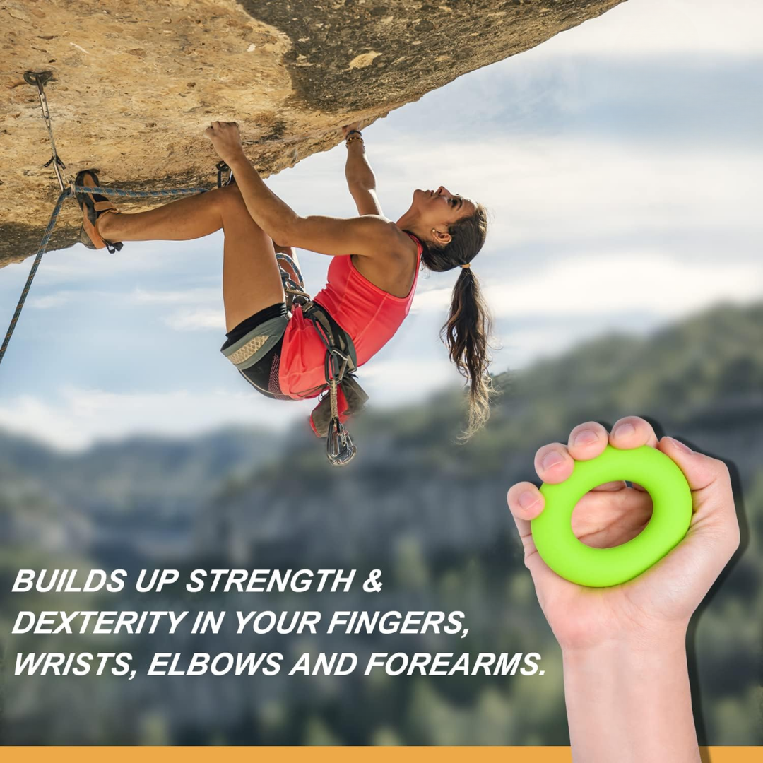 Athlete & musician strength training. 6-piece hand grip strengthener set for superior grip & finger dexterity.