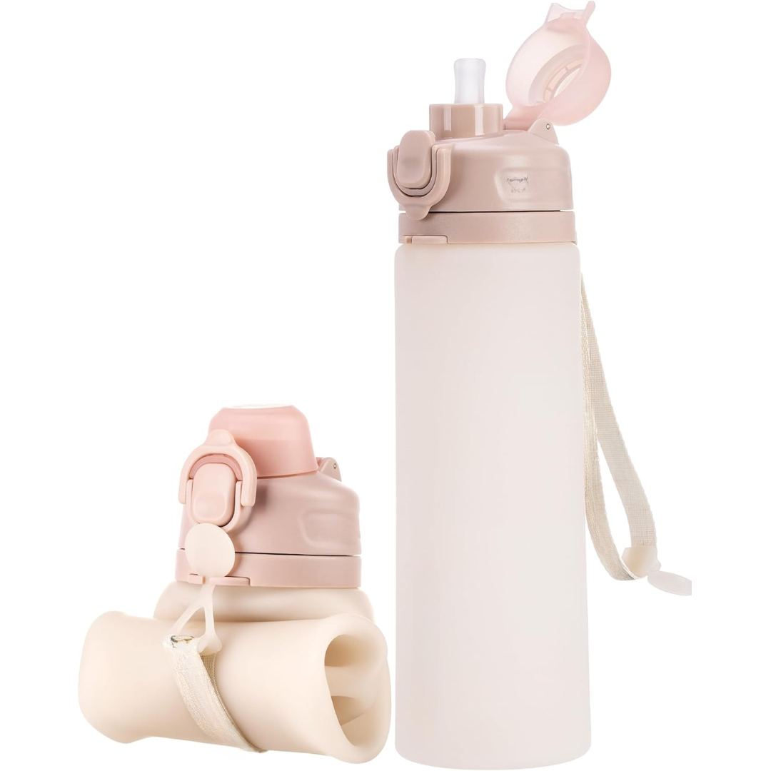 Compact unisex 600ml silicone sports bottle, collapsible for easy packing, ideal for gym or travel.