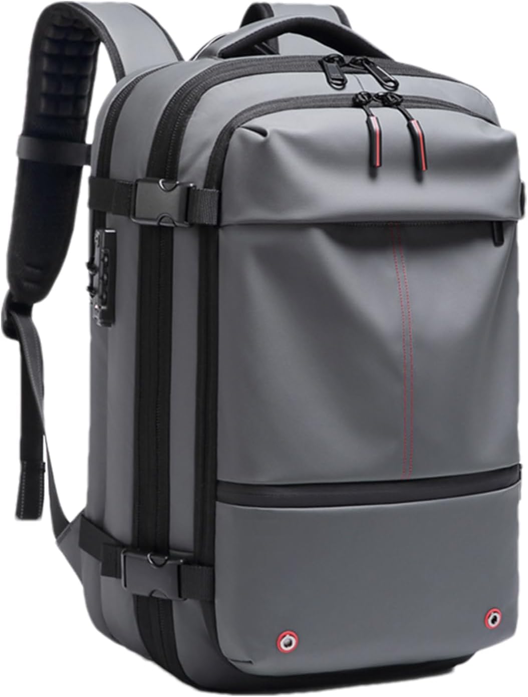 Trivora 60L travel backpack packed for a trip, showcasing its large capacity and travel gear organization.