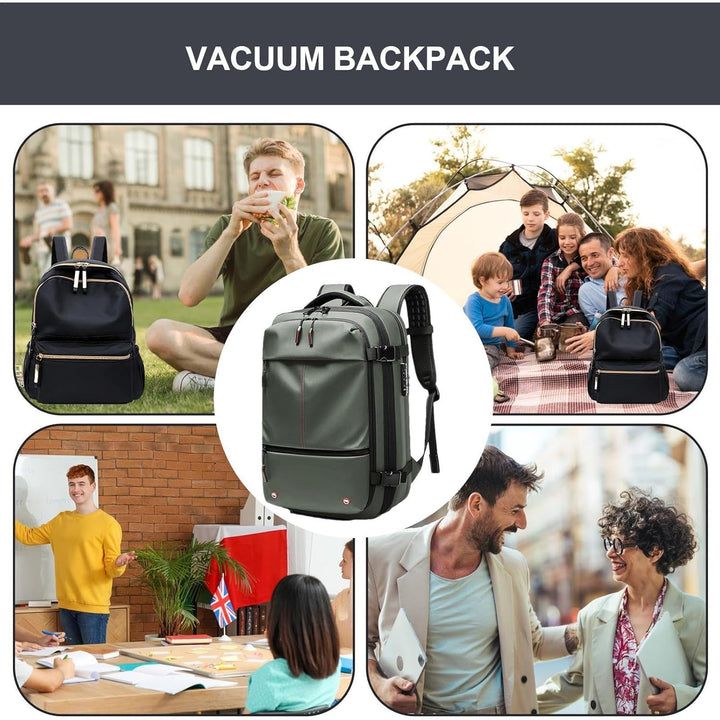 Vacuum pack backpack, 60L, featuring dry wet separation, perfect for organized travel.