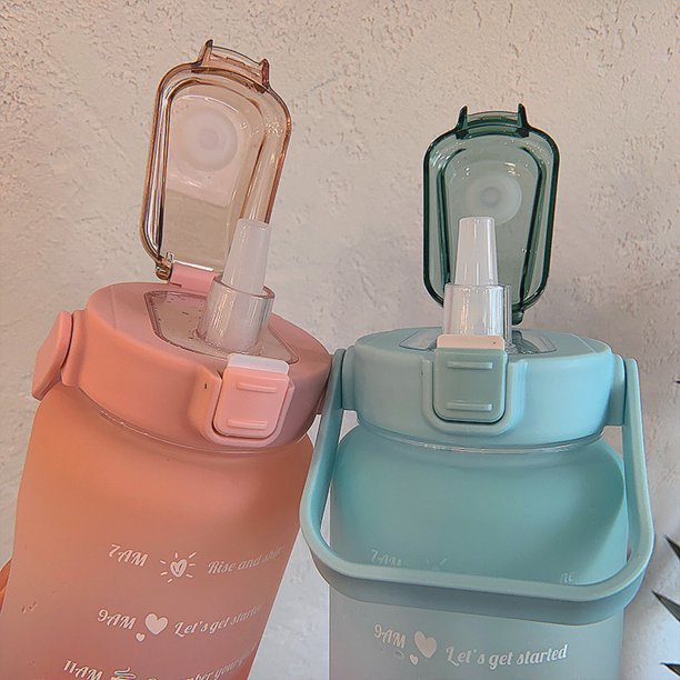 Unisex fitness accessory: a 64 oz motivational water bottle with time markers for gym & active lifestyles.