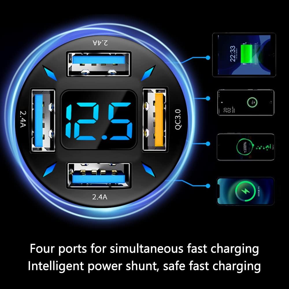 Compact 66W car charger with USB PD and QC 3.0 for powerful on-the-go charging