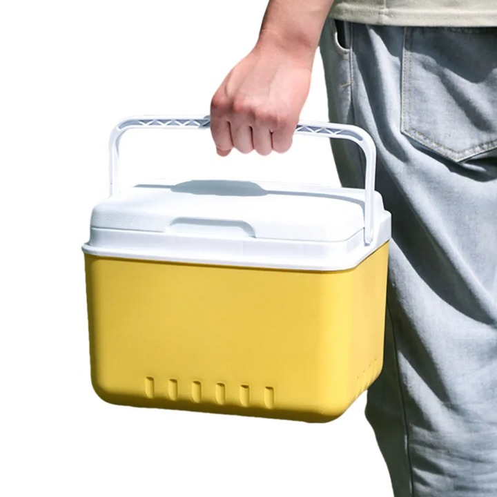 Unisex 6L portable camping cooler box with multi-layer insulation, ideal for outdoor food storage.