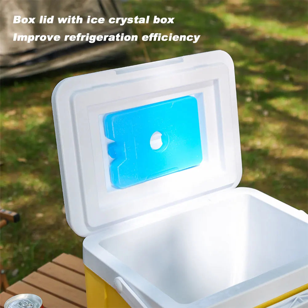 Compact 6L insulated cooler for outdoor essentials, fishing gear, and beverage storage.