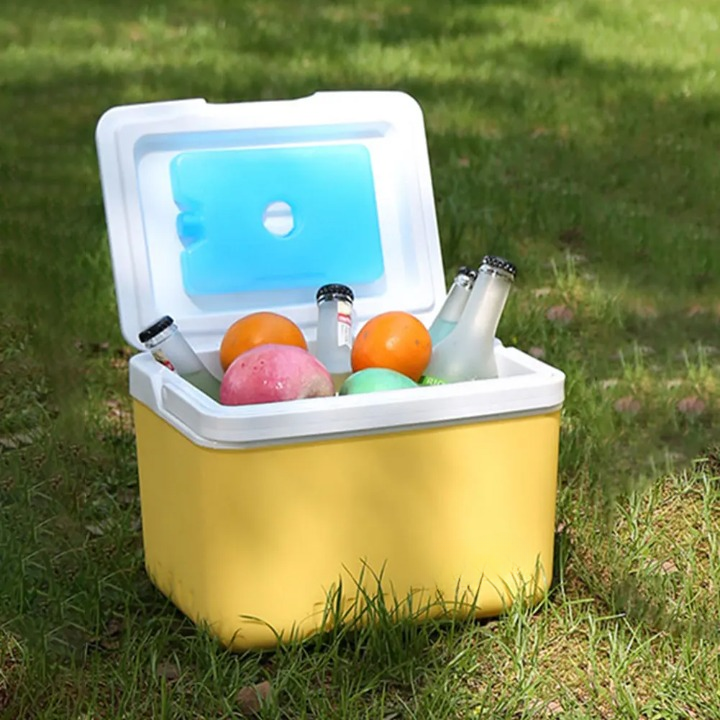 Portable 6L outdoor thermal cooler box with a sturdy handle, great for road trips and camping.