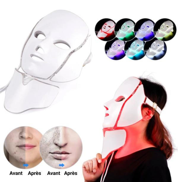 Unisex 7-color LED light therapy mask for radiant, youthful skin. Anti-aging & acne treatment facial device.