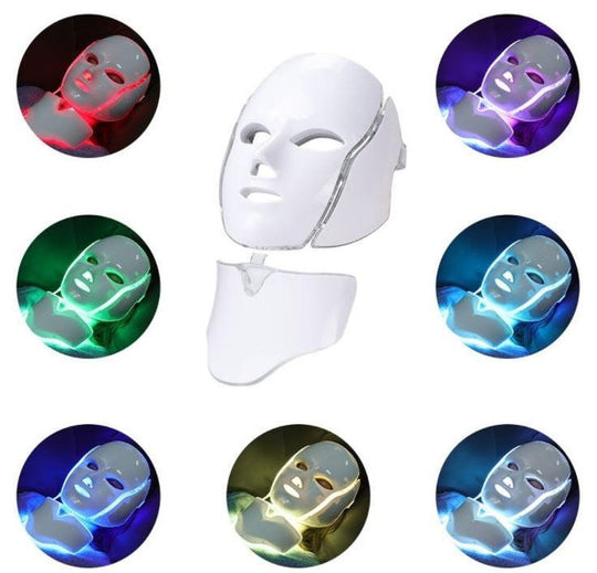 Unisex 7-color LED mask for home spa skincare. Target wrinkles, acne, and achieve radiant skin rejuvenation.