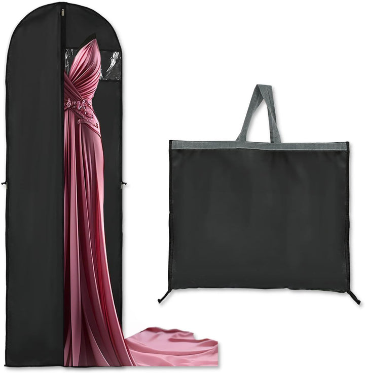 Detail of the sturdy hanger opening on a 70-inch unisex wedding dress bag.