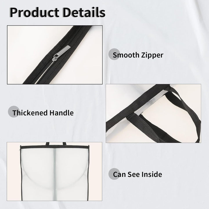 Full-length zipper on a 70-inch garment storage bag, easy access for wedding dresses and formalwear.