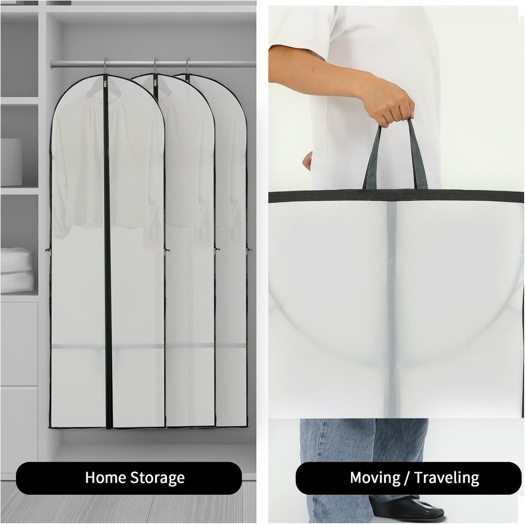 Breathable 70-inch long garment bag, an essential clothing protector for home storage and travel.