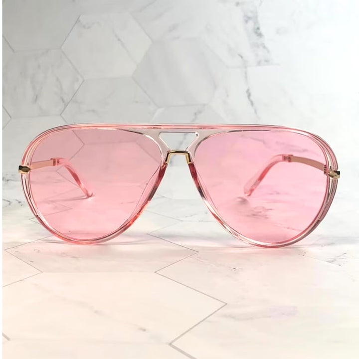 Stylish '70s aviator sunglasses, unisex, with dark gradient lenses for a vintage look & UV block.
