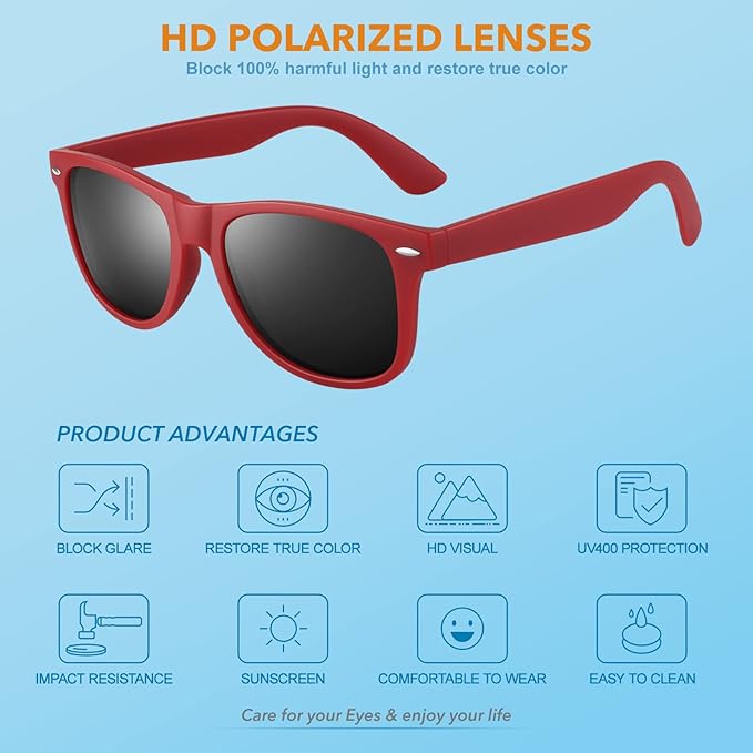 High-quality Unisex 80s Retro Polarized Sunglasses, Wayfarer design, reliable eye protection.