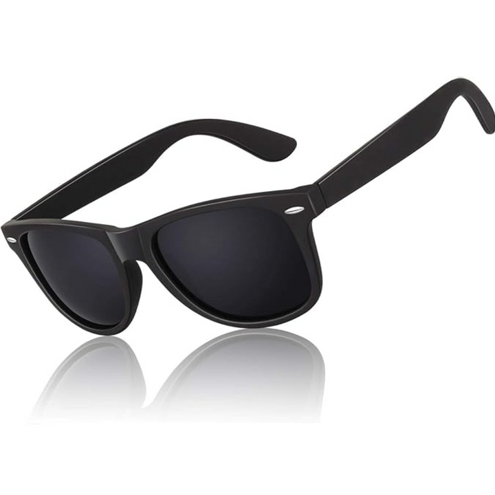 Person wearing Unisex 80s Retro Polarized Wayfarer Sunglasses, enjoying the summer sun.