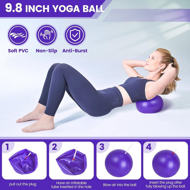 Complete pilates equipment kit for strength training and flexibility, featuring ring, ball, bands, socks