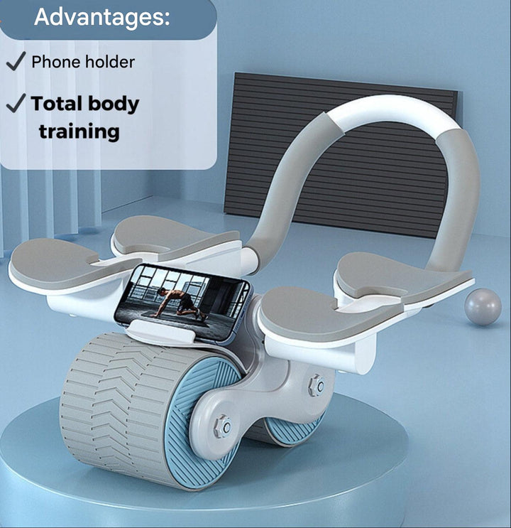 Home gym abdominal trainer, core roller with automatic rebound for ultimate fitness.