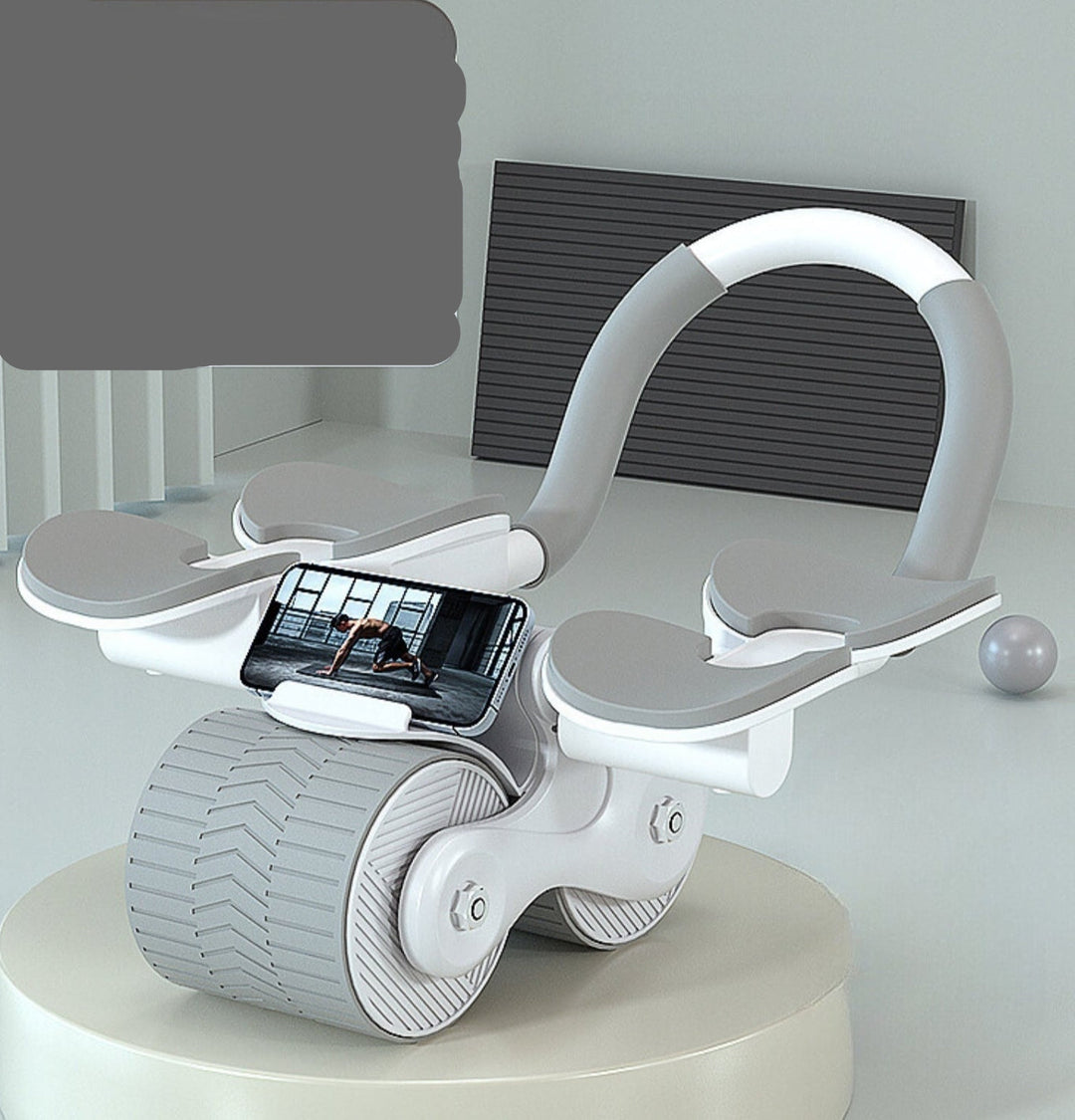 Fitness core roller, portable & automatic rebound, designed for effective abdominal workouts.