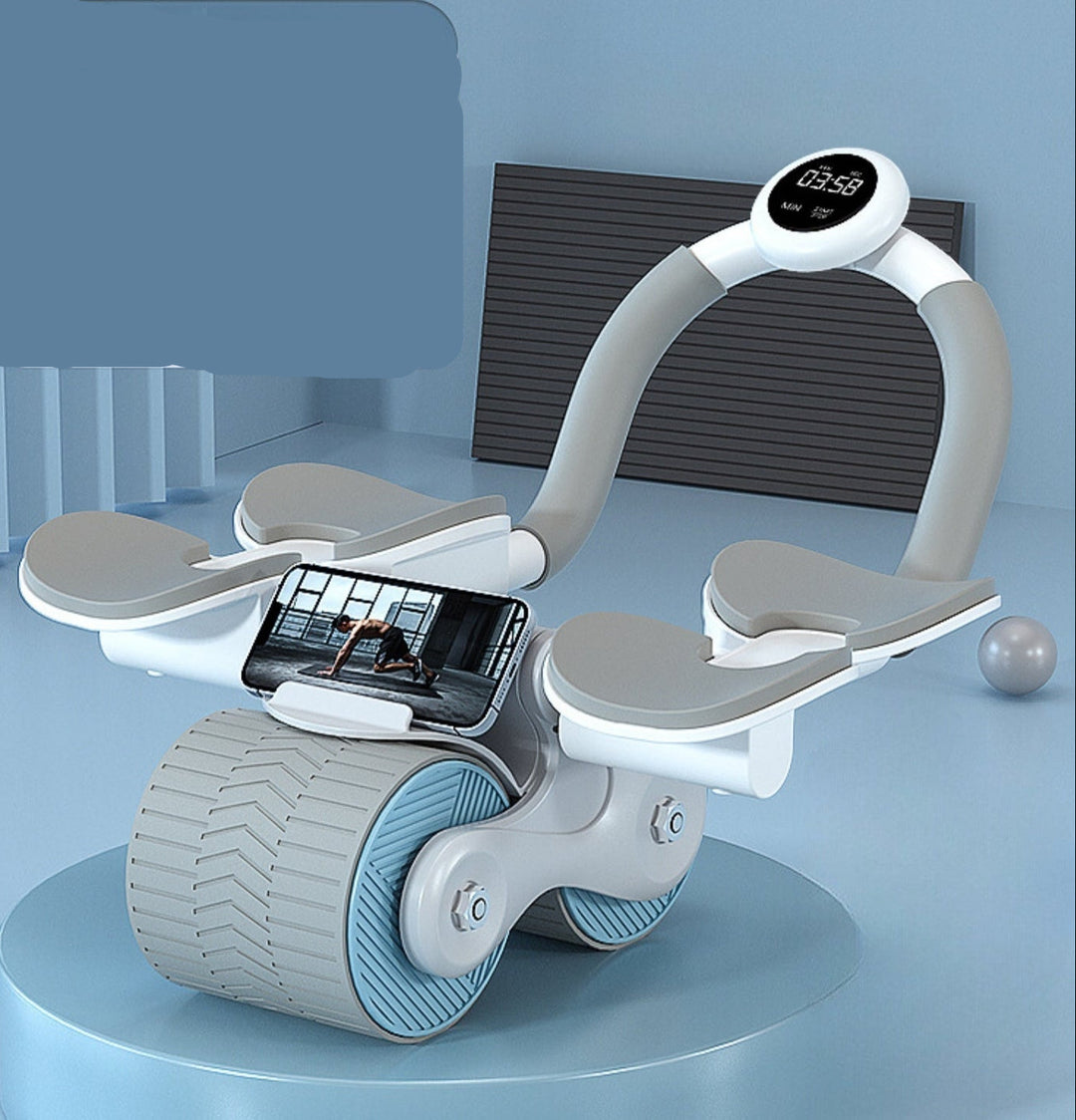 Home workout ab trainer with workout timer, automatic rebound for core strength building.
