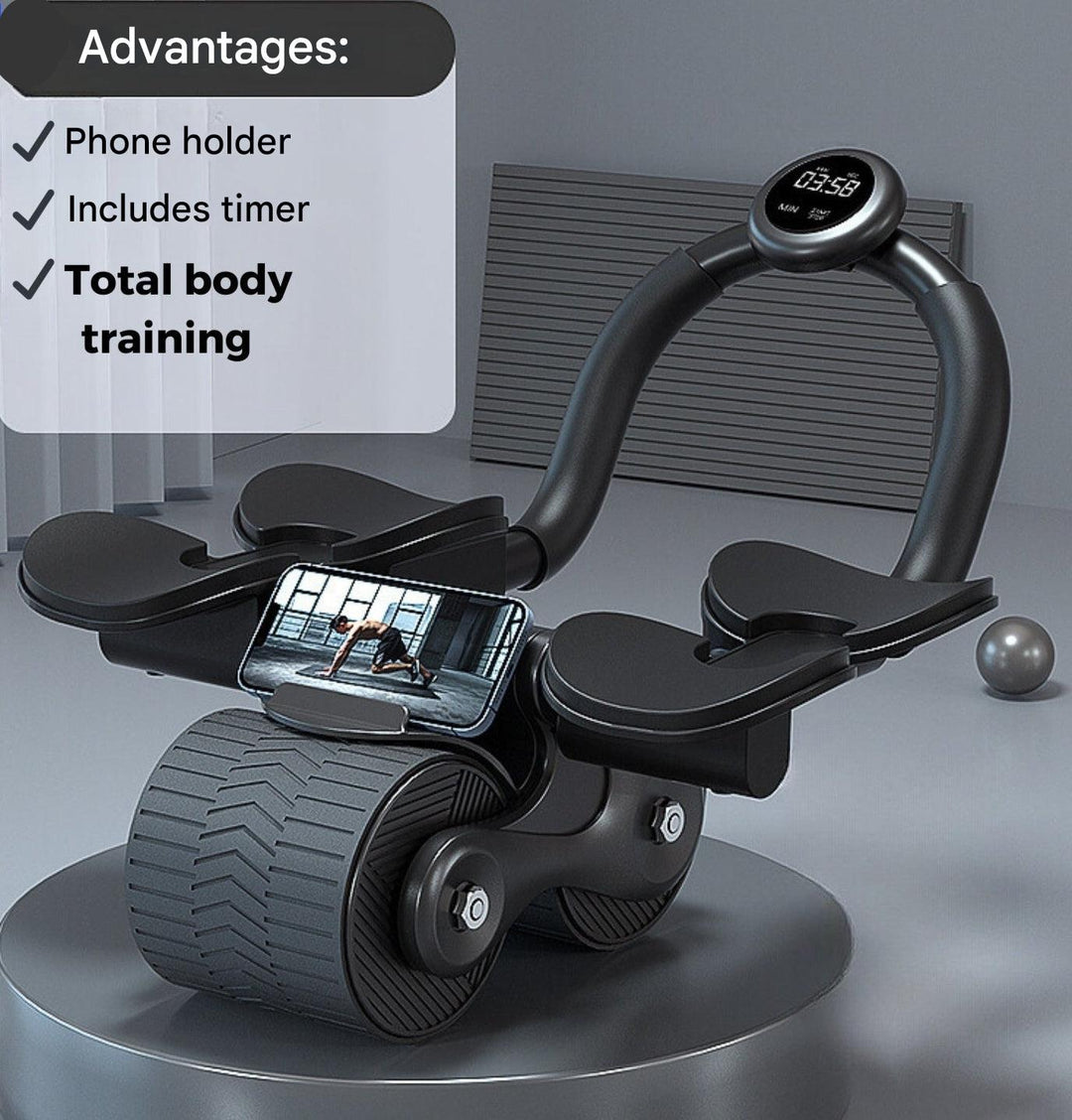 Core strength trainer with workout timer, portable design for effective home workouts.