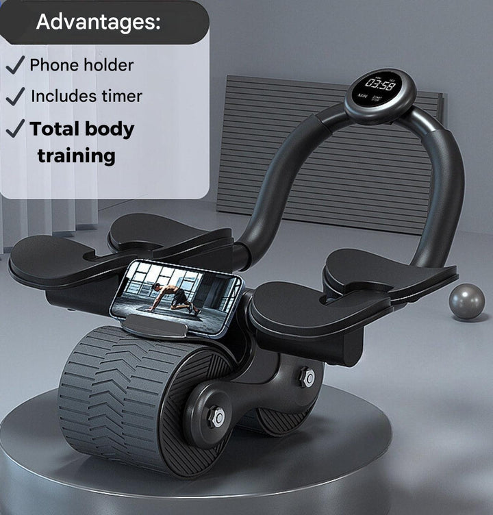 Core strength trainer with workout timer, portable design for effective home workouts.