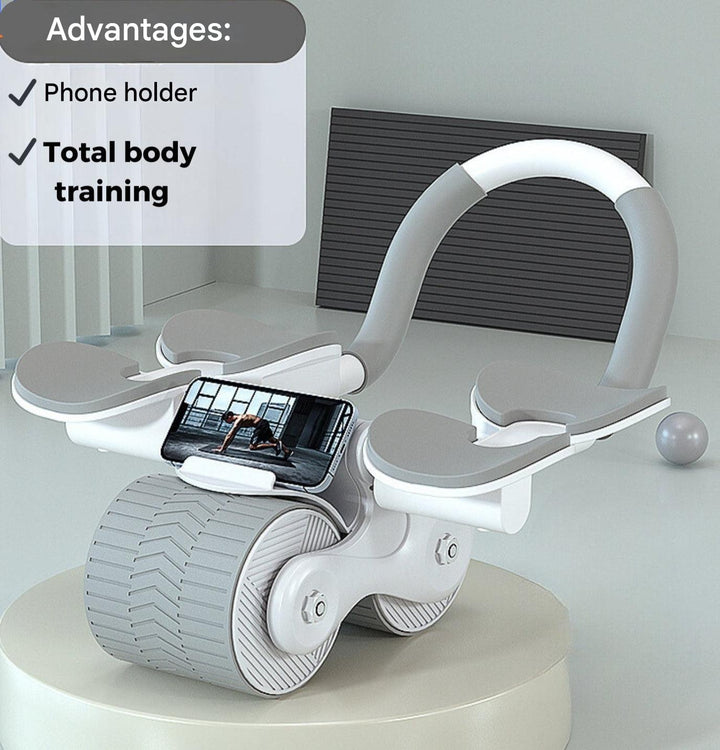 Portable fitness core roller with workout timer, perfect for abdominal exercises.