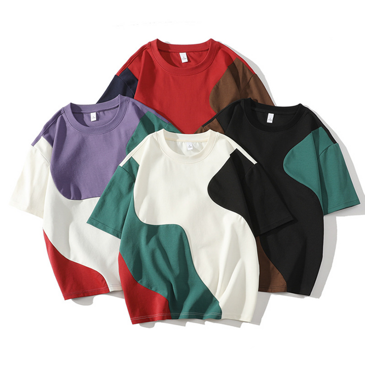 Abstract waveform t-shirt, unisex & oversized fit. Artistic crewneck tee for a unique, casual style.