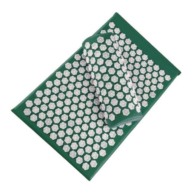 Therapeutic acupressure mat & pillow for natural pain relief, muscle relaxation, and overall wellness.