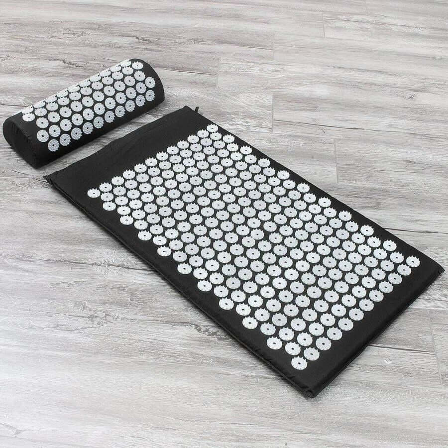 Acupressure pillow for neck & head pain relief, promoting deep relaxation, stress reduction, & self-care.