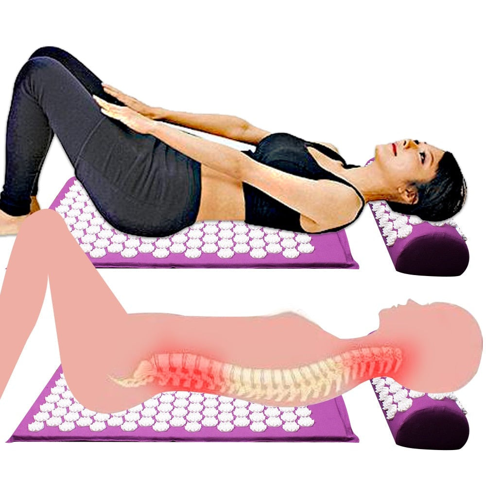 Self-care acupressure mat & pillow for daily wellness, massage, and effective muscle tension relief.