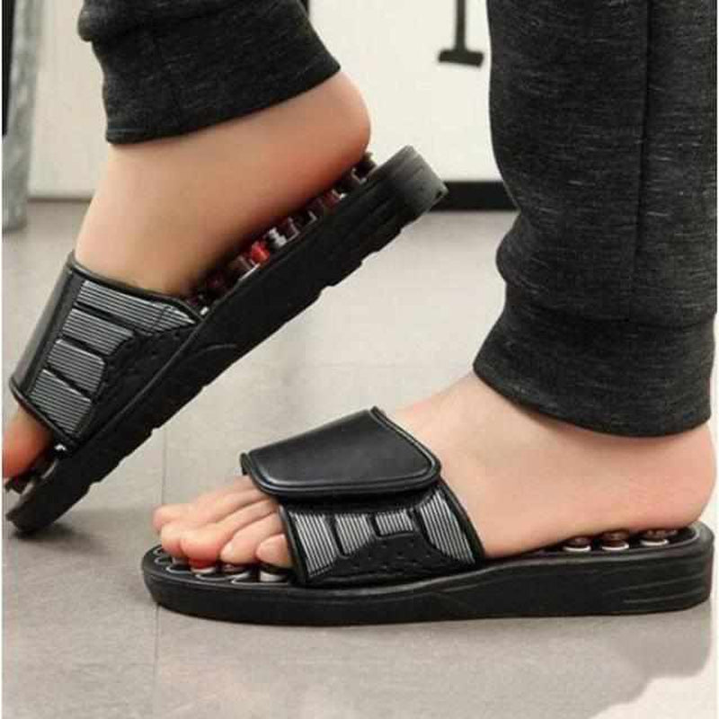 Therapeutic unisex acupressure slippers to relieve chronic foot pain, stress & promote wellness. Reflexology.