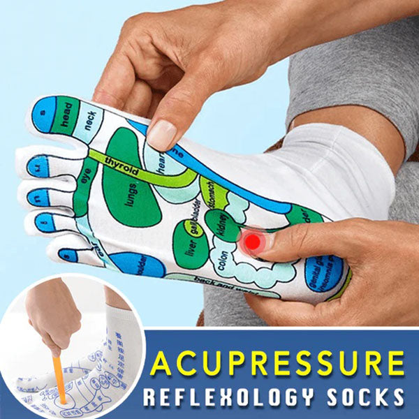 Reflexology socks with acupressure points for foot massage, promoting relaxation & stress relief.