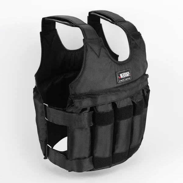 Unisex adjustable 110 lb weighted vest for intense strength training, fitness, and bodyweight exercises.