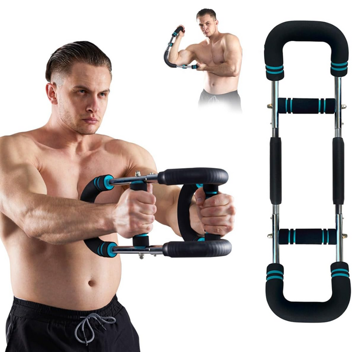 Unisex adjustable arm exerciser for strength training & muscle building. Portable workout bar for home gym fitness.