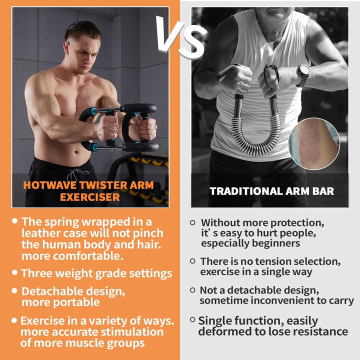 Unisex arm exerciser workout bar displayed in a home gym setting, perfect for muscle building.