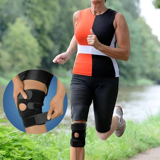 Active lifestyle knee support: adjustable compression for joint stability, pain relief & injury prevention.