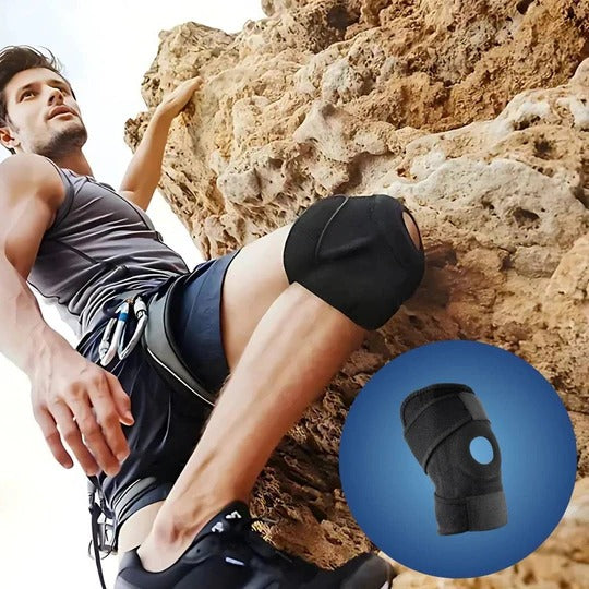 Universal adjustable knee brace for pain relief, injury recovery, and sports stability, suitable for all.