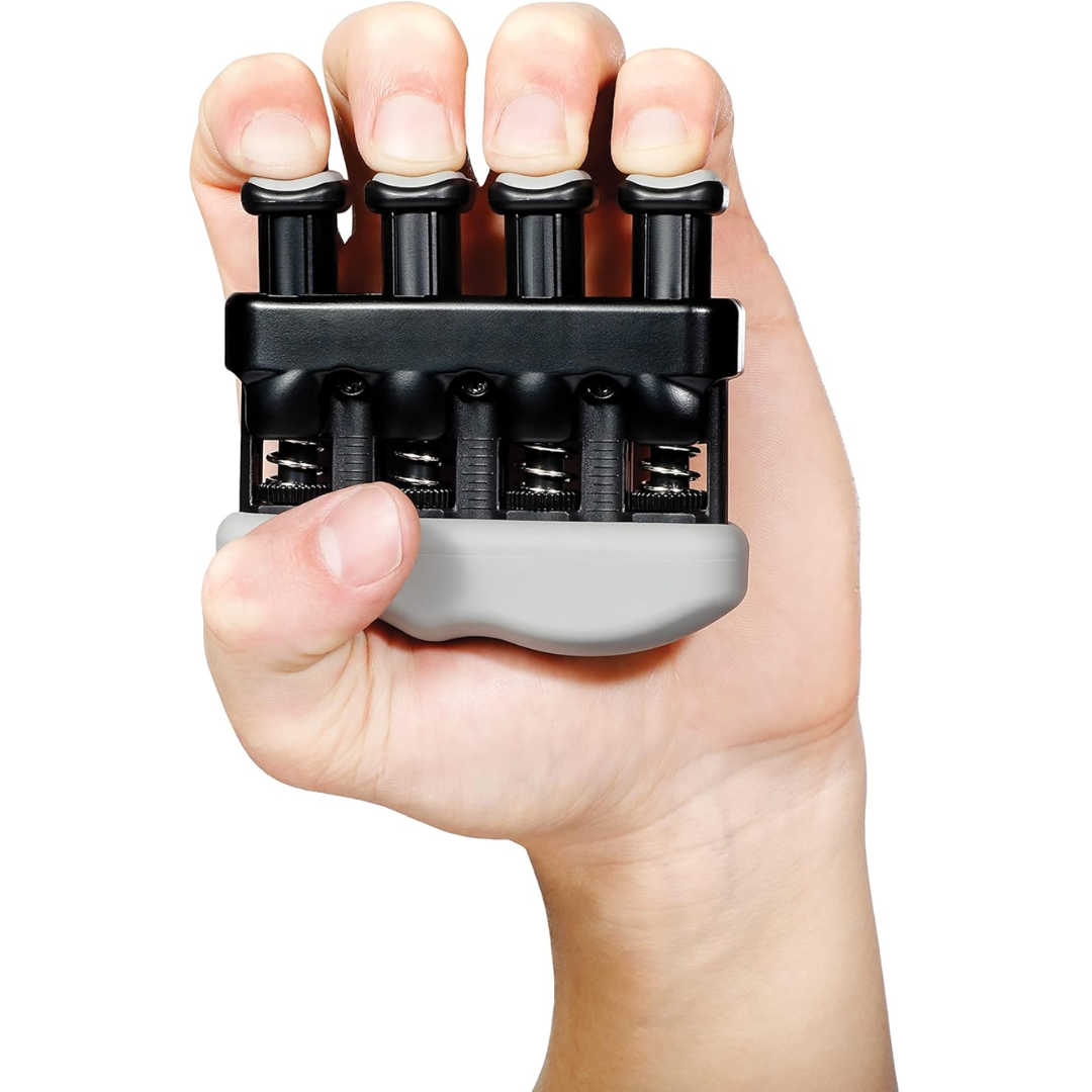 Unisex adjustable finger & hand strength trainer for grip, dexterity, and forearm development.