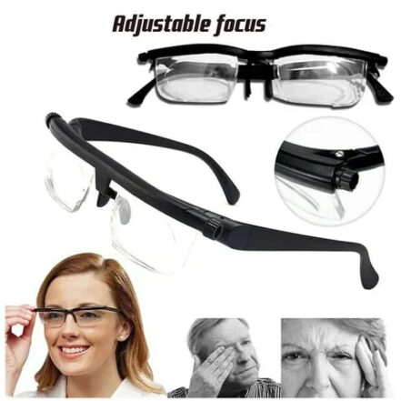 TR90 & polycarbonate adjustable focus reading and distance glasses. Durable unisex vision aid.