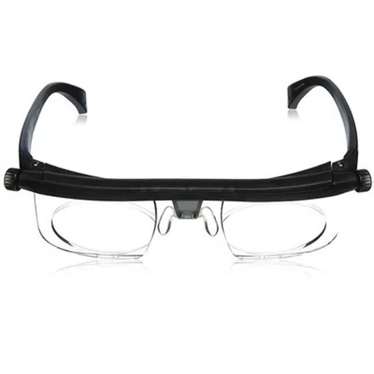 Unisex adjustable focus glasses providing clear vision for both near reading & far distance.