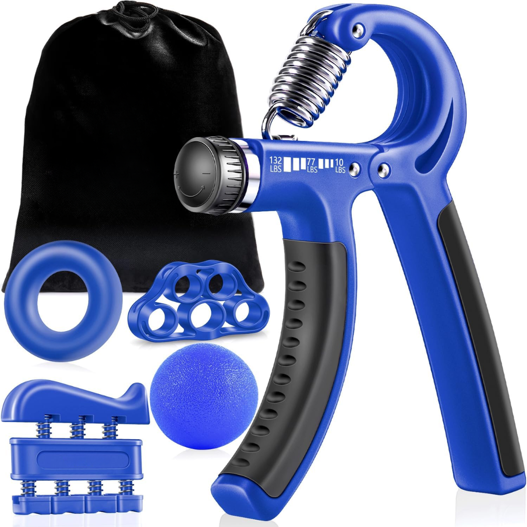 5-piece grip strengthener kit for hand rehabilitation & forearm muscle development.