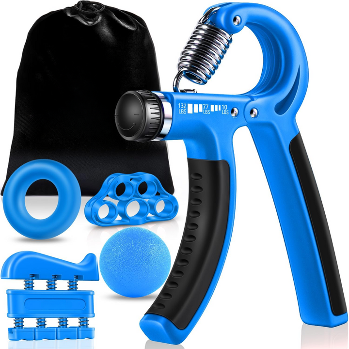 Adjustable resistance grip strengthener for unisex hand & forearm fitness training.
