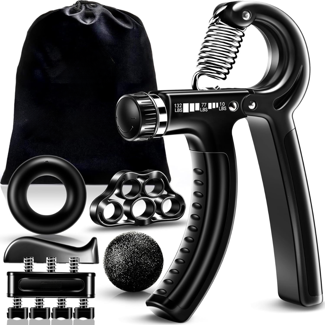 5-pack athletic grip strengthener kit for intense hand and forearm strength training.
