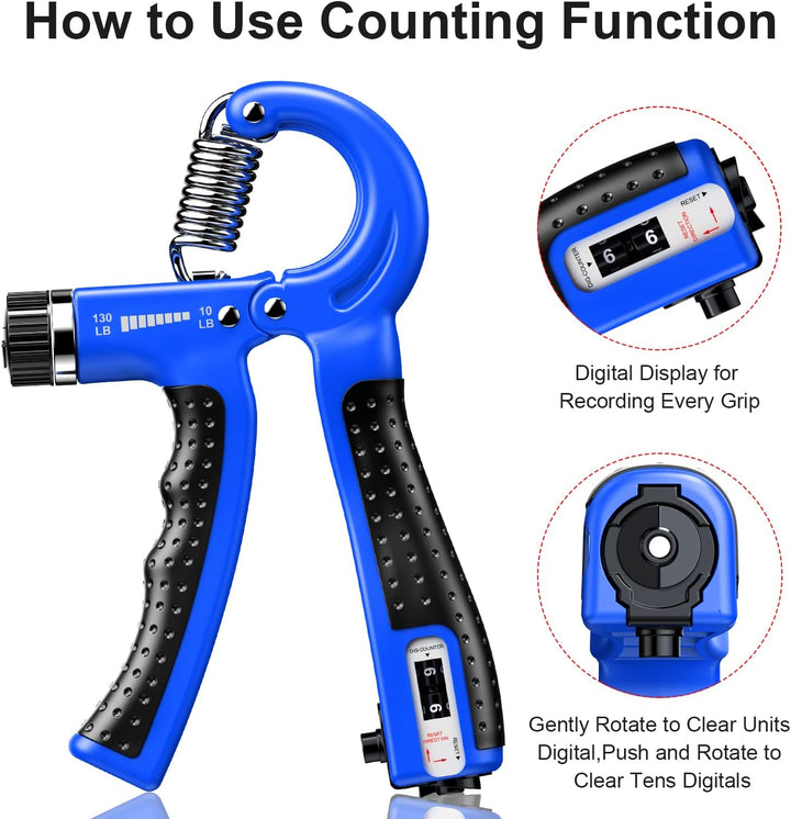 Fitness equipment: Pair of adjustable hand grip strengtheners for forearm exercise & strength training.
