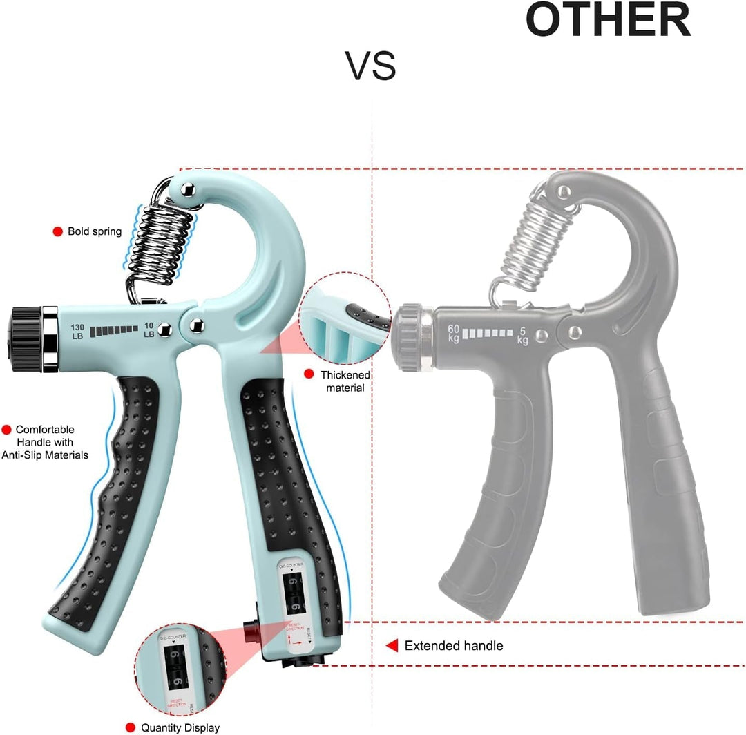 Compact 2-pack adjustable hand grip strengtheners for athletic training, improving grip strength.