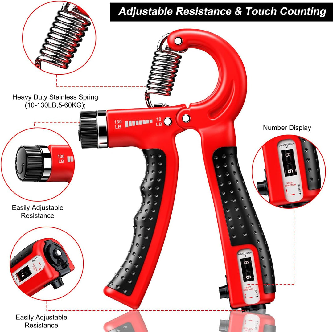 Ergonomic adjustable hand grip strengtheners (2) for daily forearm workout & progressive strength.