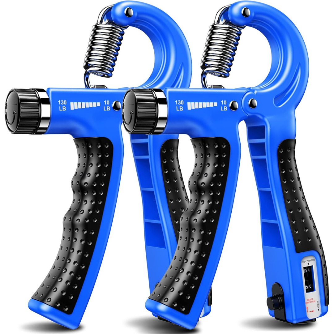 Gym accessory: Two adjustable hand grip strengtheners for daily exercise & building forearm strength.