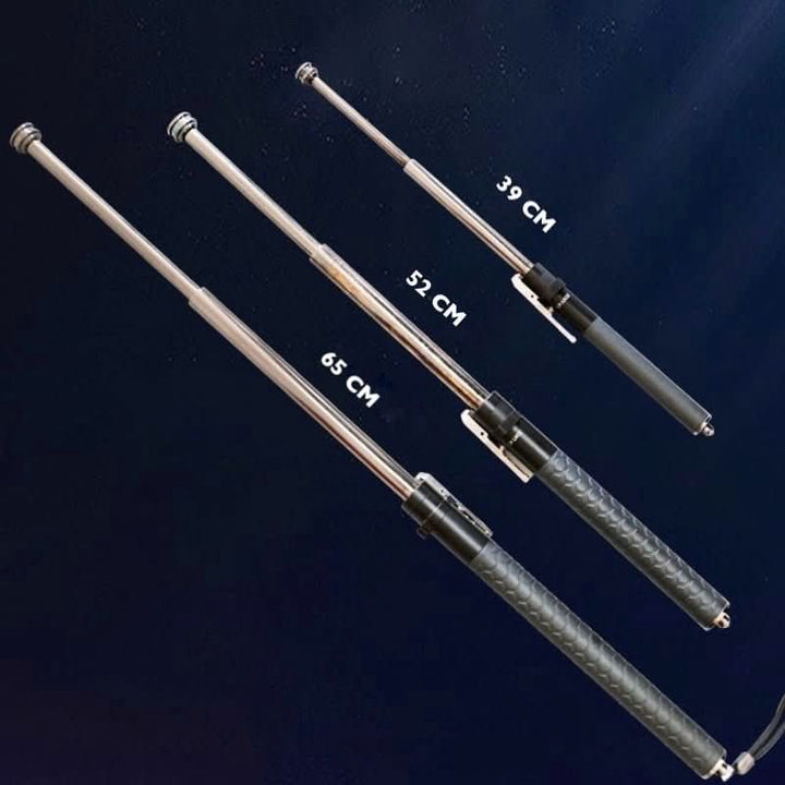 Compact adjustable hiking pole. Lightweight, anti-slip alloy steel for stable support on any adventure.