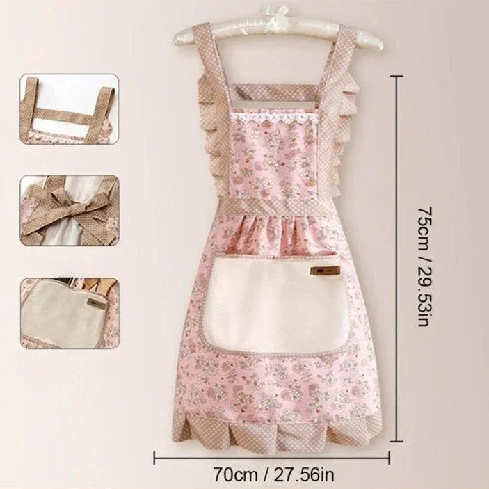 Pink floral stylish & stain resistant apron, perfect for unisex cooking and baking adventures.